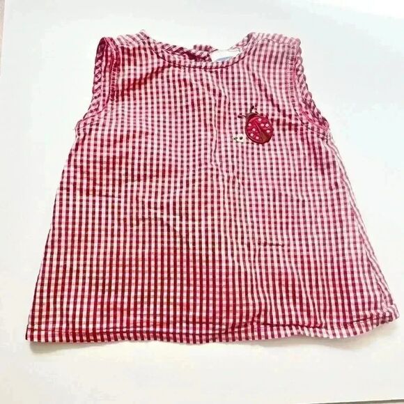 Vintage Bon Bebe Ladybug Gingham Baby Girl Sleeveless Top - Picture 3 of 10